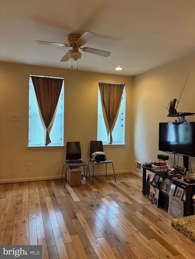 2739 W Harper St W, Philadelphia, PA 19130 - living area with a ceiling fan and wood-type flooring