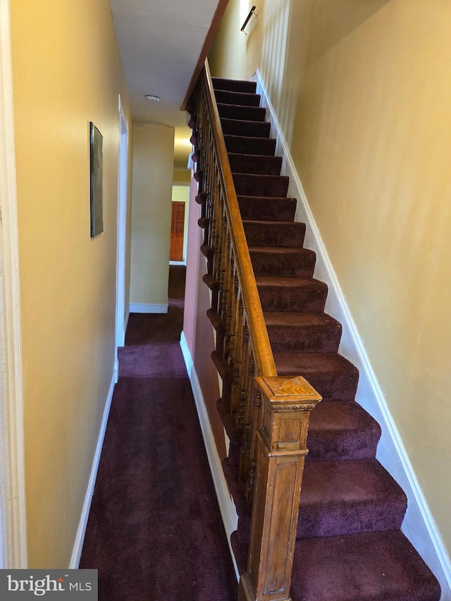732 NW Morton St NW, Washington, DC 20010 - staircase featuring baseboards and carpet floors