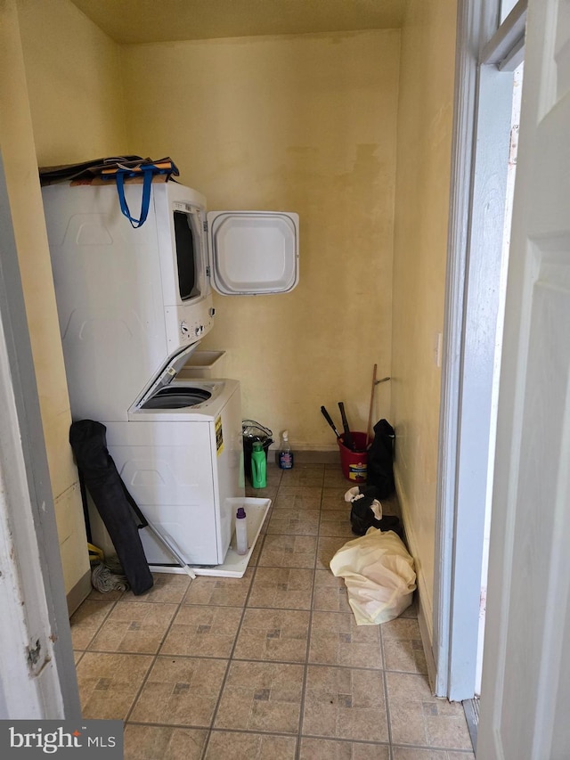 732 NW Morton St NW, Washington, DC 20010 - washroom featuring stacked washer and clothes dryer