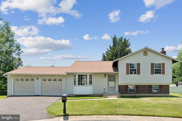 6 Flower Hill Ct, Gaithersburg, MD 20879 - tri-level home with driveway, a garage, a front yard, and roof with shingles