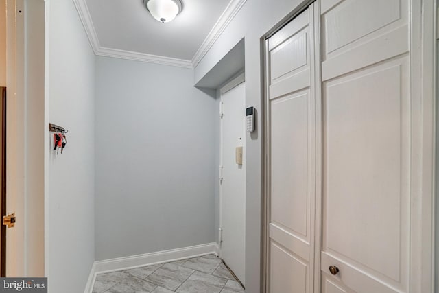 9730 Kingsbridge Dr Unit 002, Fairfax, VA 22031 - mudroom with ornamental molding and light marble finish flooring