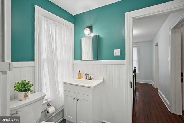 322 W End Ave, Cambridge, MD 21613 - bathroom with wainscoting, vanity, and wood-type flooring