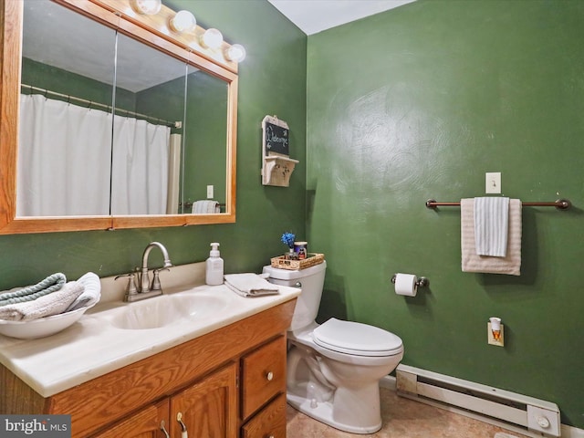 15606 Winslow St SW, Cresaptown, MD 21502 - bathroom featuring a baseboard heating unit, vanity, and tile patterned flooring