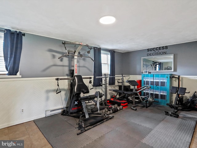 15606 Winslow St SW, Cresaptown, MD 21502 - workout room with wainscoting and baseboard heating