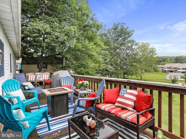 15606 Winslow St SW, Cresaptown, MD 21502 - wooden deck with an outdoor living space with a fire pit