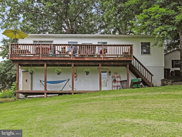 15606 Winslow St SW, Cresaptown, MD 21502 - rear view of house with a wooden deck, a yard, and stairs