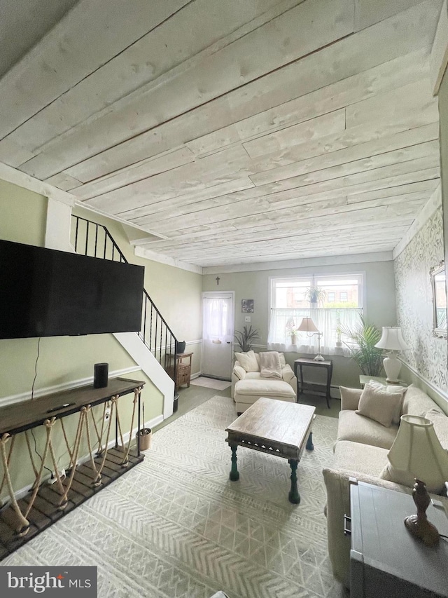 3427 Livingston St, Philadelphia, PA 19134 - living area featuring stairway