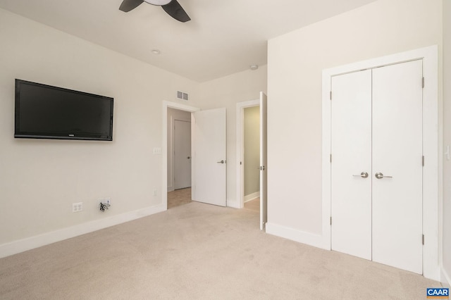 407 Fennel Rd, Crozet, VA 22932 - unfurnished bedroom featuring light colored carpet, a ceiling fan, and a closet