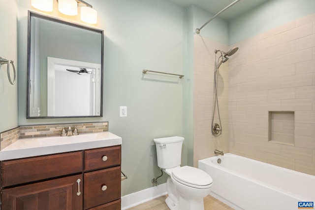 407 Fennel Rd, Crozet, VA 22932 - bathroom featuring bathing tub / shower combination, vanity, and backsplash