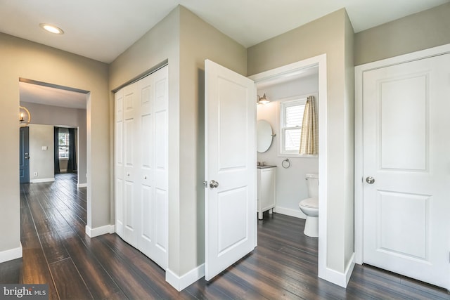 211 Penn St, Ridley Park, PA 19078 - hallway with dark wood-style floors and recessed lighting