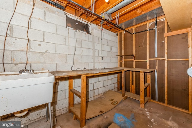 7617 Seven Mile Ln, Baltimore, MD 21208 - unfinished basement with a sink and concrete block wall