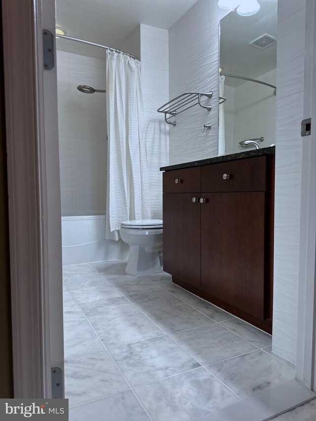 155 Potomac Psge Unit 527, Oxon Hill, MD 20745 - full bathroom with vanity, shower / bathtub combination with curtain, and tile patterned floors