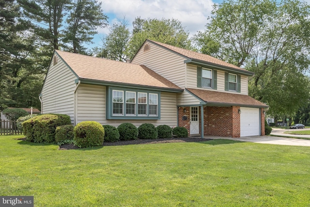 177 Antietam Rd, Delran, NJ 08075 - view of front of property with concrete driveway, a garage, a shingled roof, and a front lawn