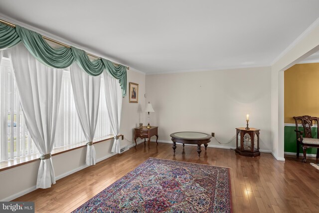 177 Antietam Rd, Delran, NJ 08075 - living area featuring hardwood / wood-style floors and ornamental molding