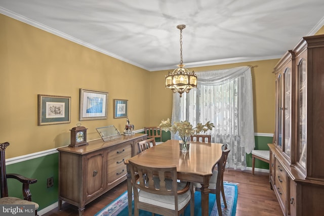 177 Antietam Rd, Delran, NJ 08075 - dining area featuring a chandelier, dark wood-type flooring, and ornamental molding