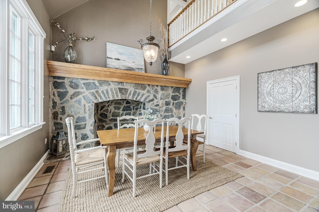 14000 Crossland Ln, Gaithersburg, MD 20878 - dining area with a high ceiling and tile patterned flooring