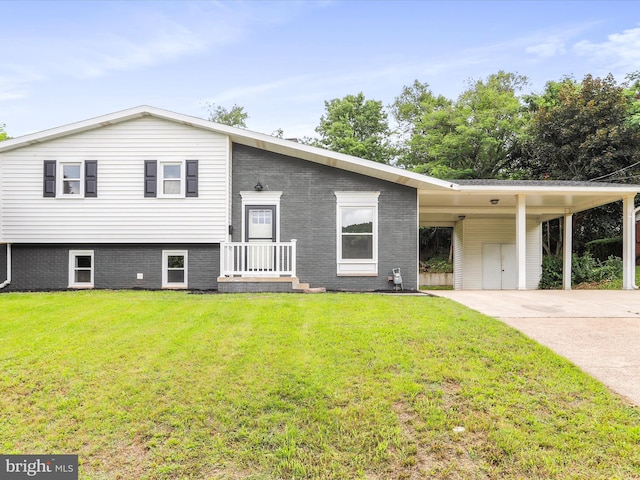 320 Valley View Ave, Keyser, WV 26726 - tri-level home featuring a carport, concrete driveway, and a front yard