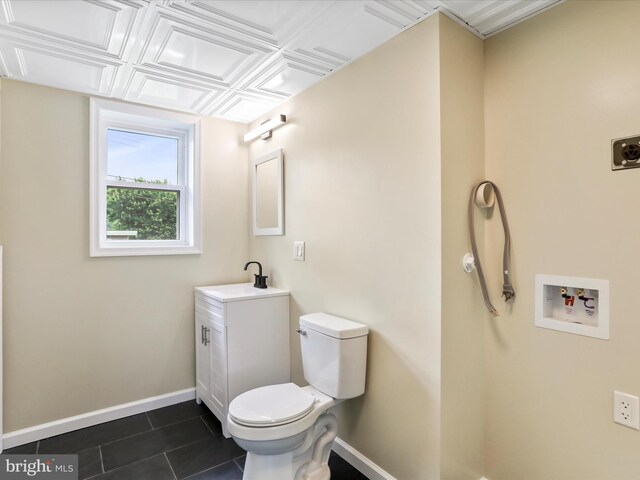 320 Valley View Ave, Keyser, WV 26726 - half bathroom with vanity, tile patterned flooring, and an ornate ceiling