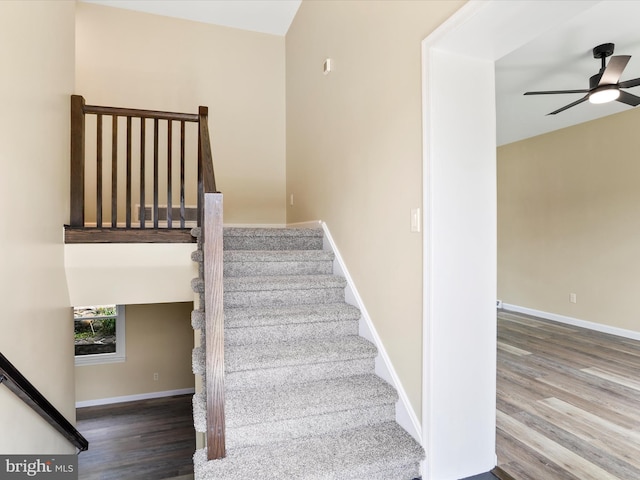 320 Valley View Ave, Keyser, WV 26726 - stairway featuring wood finished floors and a ceiling fan