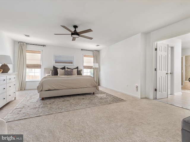 15164 Santander Dr, Gainesville, VA 20155 - bedroom with multiple windows, light carpet, and ceiling fan