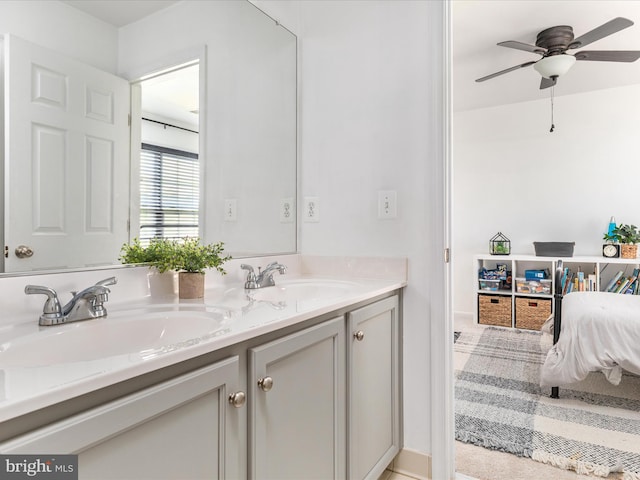 15164 Santander Dr, Gainesville, VA 20155 - bathroom with double vanity and ceiling fan