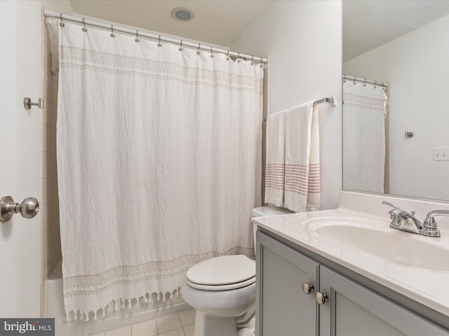 15164 Santander Dr, Gainesville, VA 20155 - full bath with vanity, shower / tub combo with curtain, and tile patterned floors
