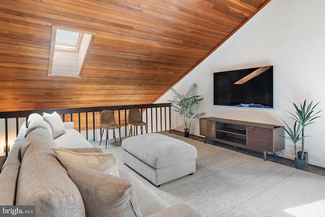 4 Bunkers Ct, Grasonville, MD 21638 - living room with a skylight, wooden ceiling, and lofted ceiling
