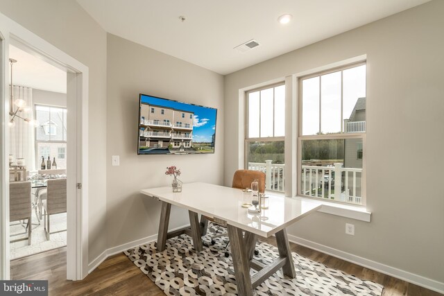2112 Abboccato Ter SE, Leesburg, VA 20175 - home office featuring wood finished floors, a chandelier, and recessed lighting