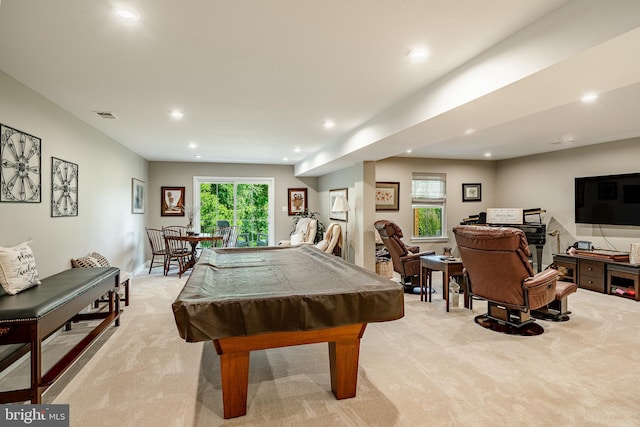 621 Thomas Penn Dr, West Grove, PA 19390 - recreation room featuring light carpet, recessed lighting, and pool table