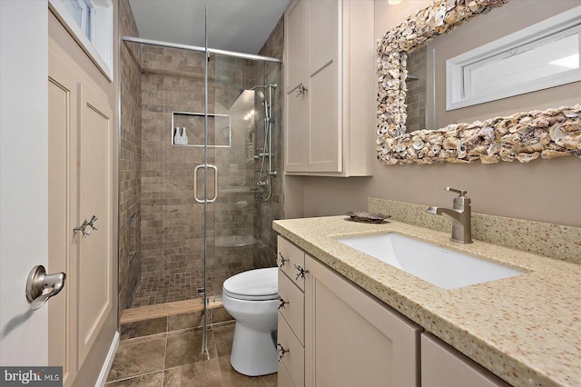 352 Ocean, Ocean Pines, MD 21811 - bathroom with vanity, a stall shower, and tile patterned floors