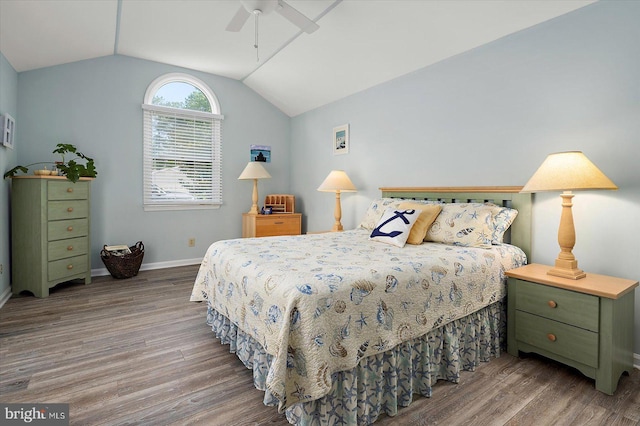 352 Ocean, Ocean Pines, MD 21811 - bedroom with wood finished floors, vaulted ceiling, and a ceiling fan