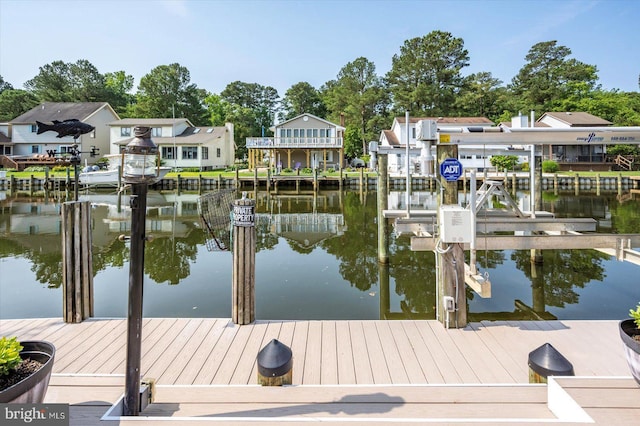 352 Ocean, Ocean Pines, MD 21811 - dock area featuring boat lift, a water view, and a residential view