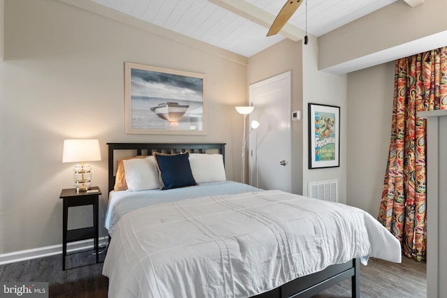 308 Forbes St Unit P, Annapolis, MD 21401 - bedroom with wood finished floors, beam ceiling, and ceiling fan