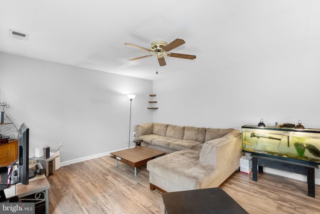 17391 Arrowood Pl, Round Hill, VA 20141 - living room featuring a ceiling fan and light wood-style floors