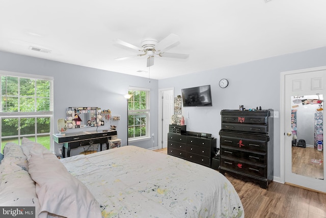 17391 Arrowood Pl, Round Hill, VA 20141 - bedroom featuring multiple windows, wood finished floors, and ceiling fan