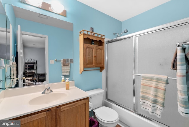 17391 Arrowood Pl, Round Hill, VA 20141 - bathroom with vanity and bath / shower combo with glass door