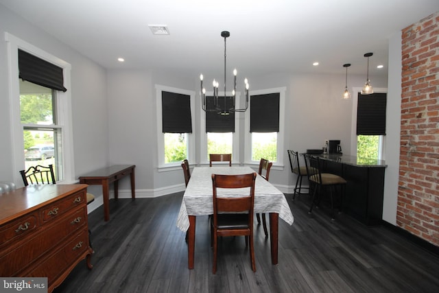 126 E Third St, Lansdale, PA 19446 - dining space with healthy amount of natural light, dark wood-style floors, a chandelier, and recessed lighting