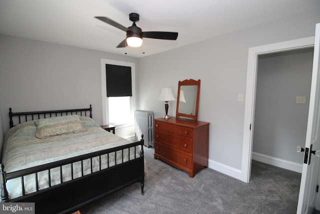 126 E Third St, Lansdale, PA 19446 - bedroom featuring radiator heating unit, carpet, and a ceiling fan