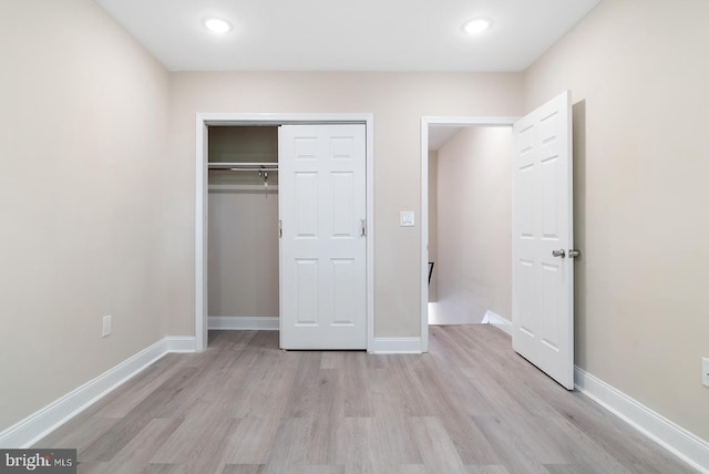 4136 Pennsgrove St, Philadelphia, PA 19104 - unfurnished bedroom with light wood-style flooring, a closet, and recessed lighting