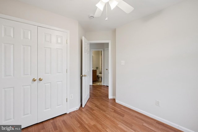 14608 Turara Ct, Haymarket, VA 20169 - unfurnished bedroom featuring light wood finished floors, a closet, and ceiling fan