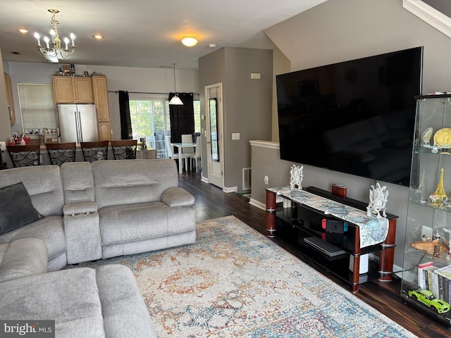 23151 Blackthorn Sq, Sterling, VA 20166 - living area with dark wood-style flooring and a chandelier