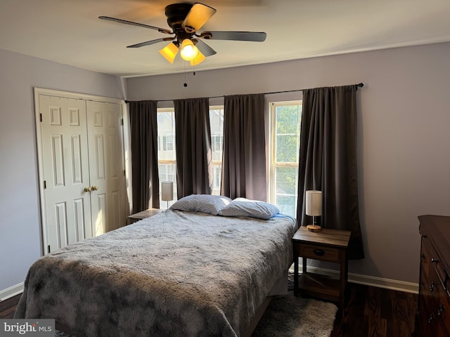 23151 Blackthorn Sq, Sterling, VA 20166 - bedroom with wood finished floors, a closet, and ceiling fan