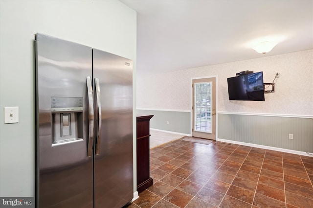 90 Scotts Cove Rd, Edgewater, MD 21037 - kitchen featuring stainless steel refrigerator with ice dispenser and wainscoting