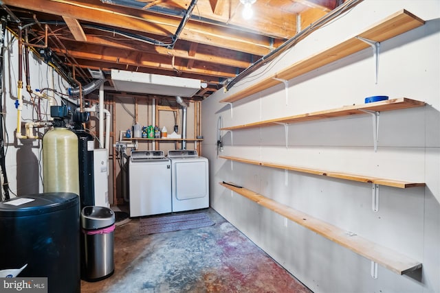 90 Scotts Cove Rd, Edgewater, MD 21037 - unfinished below grade area with washing machine and dryer and a water softener system