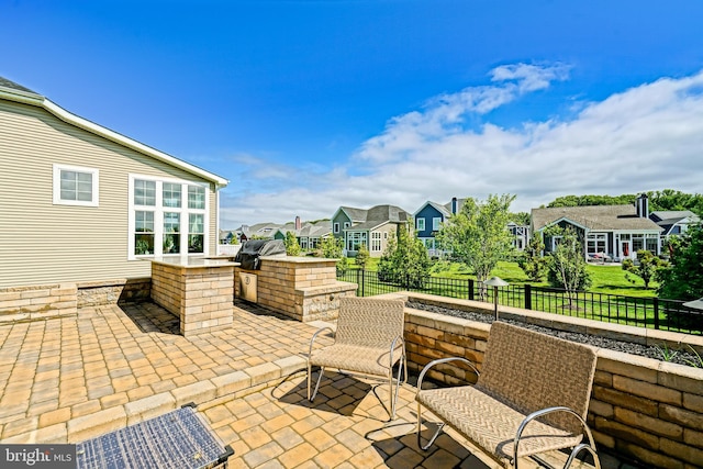 11454 Maull Rd, Lewes, DE 19958 - fenced backyard with area for grilling, a patio area, and a residential view