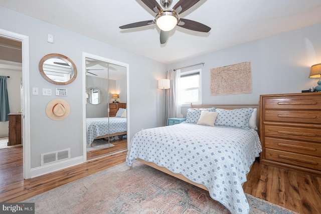 409 Chesterfield Dr, Downingtown, PA 19335 - bedroom with wood finished floors, a closet, and ceiling fan