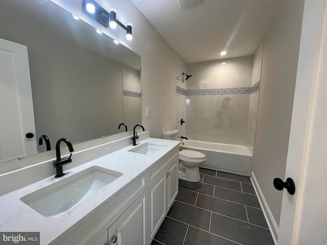 5510 Haddon Ave, Baltimore, MD 21207 - full bathroom featuring double vanity, shower / washtub combination, and tile patterned floors
