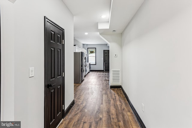 1820 Walbrook Ave, Baltimore, MD 21217 - corridor with dark wood-style flooring and recessed lighting