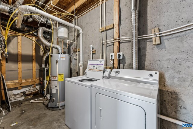 917 Bing Ln, Charlottesville, VA 22903 - laundry room with water heater and washing machine and clothes dryer