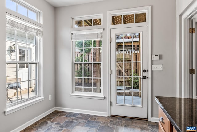 917 Bing Ln, Charlottesville, VA 22903 - doorway to outside with dark stone finish flooring